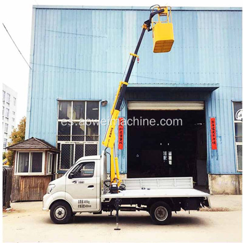 Grúa de camión de elevación pequeña con pluma telescópica hidráulica 500kgs con cesta para elevador de remolque de coche